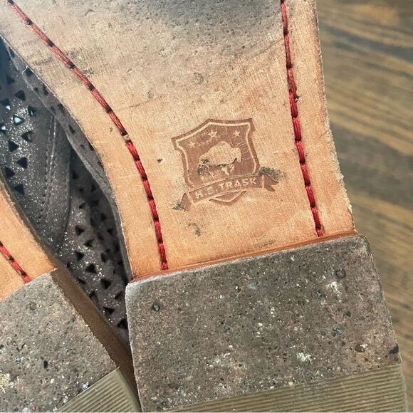 TRASK Ali Perforated Metallic Pewter Gray Leather Slip On Loafers - Picture 11 of 12